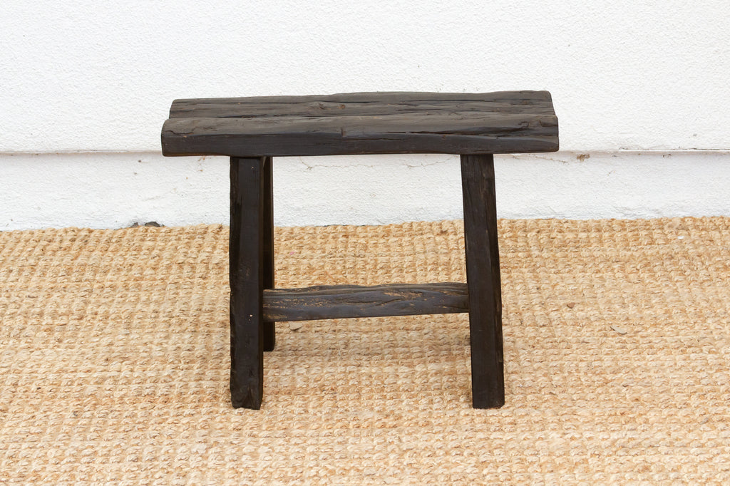 Blackened Japandi Stool End Table