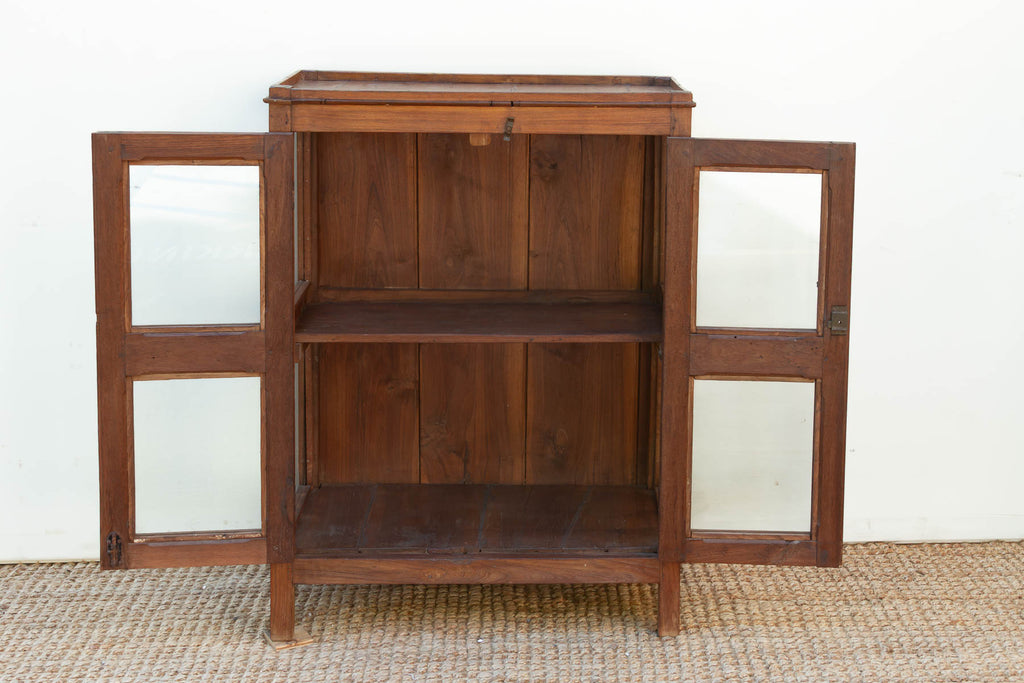 Antique Colonial Three-Sided Glass Cabinet
