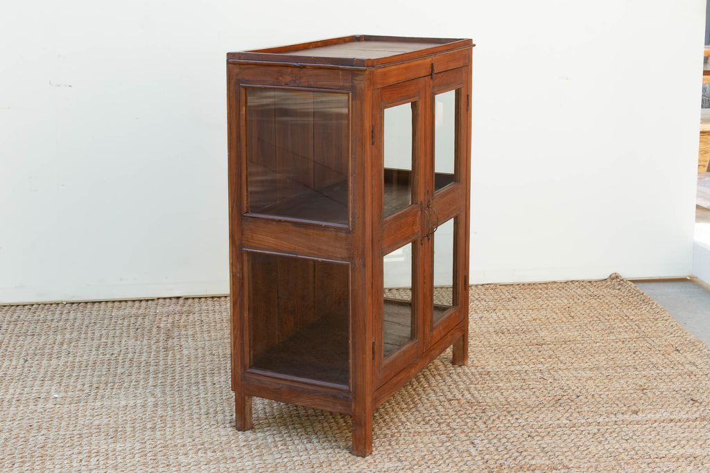 Antique Colonial Three-Sided Glass Cabinet