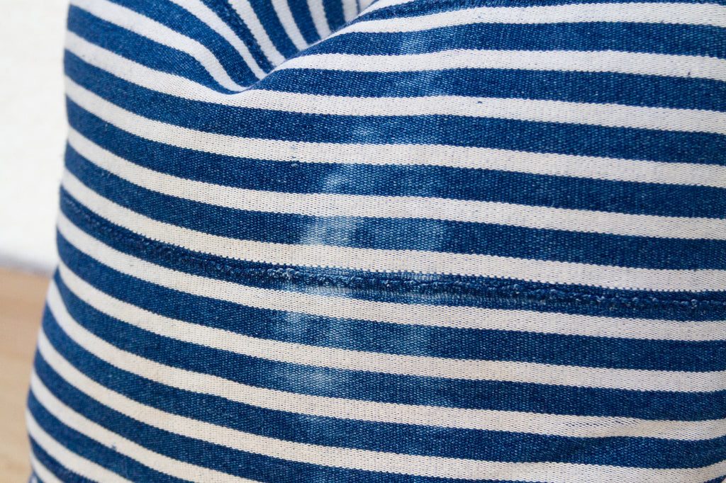 Coastal Stripe, Pair of Vintage Indigo Striped Pillows