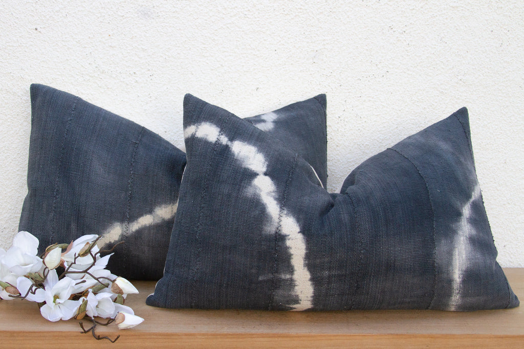 A Shibori Cloud, Vintage Stone Indigo Lumbar Pillows