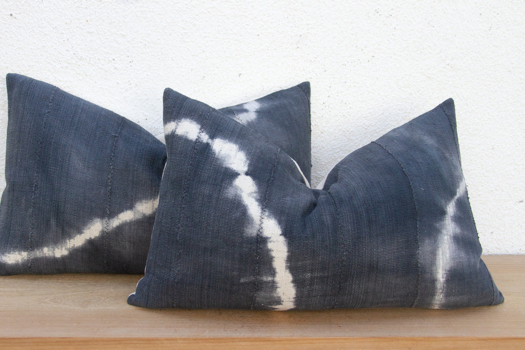 A Shibori Cloud, Vintage Stone Indigo Lumbar Pillows