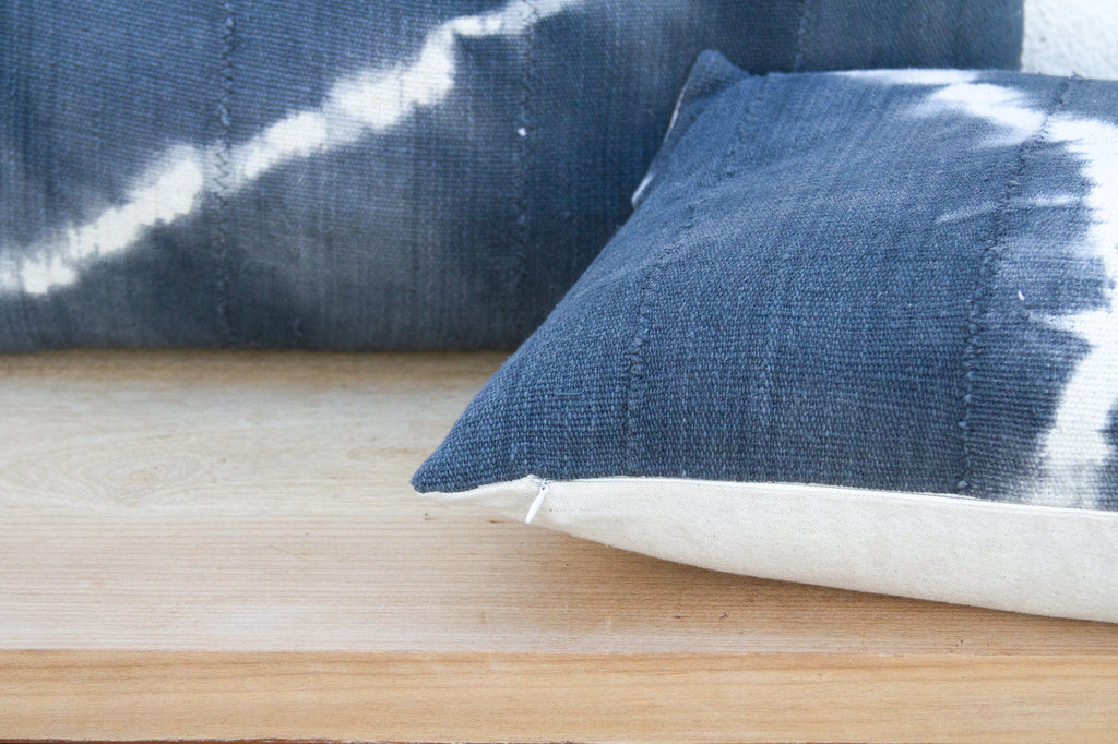 A Shibori Cloud, Vintage Stone Indigo Lumbar Pillows