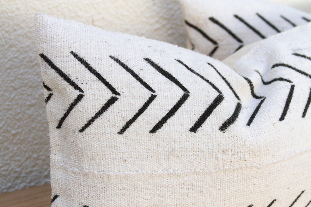 Tribal Chevron African Mudcloth Lumbar Pillows, Set of 2