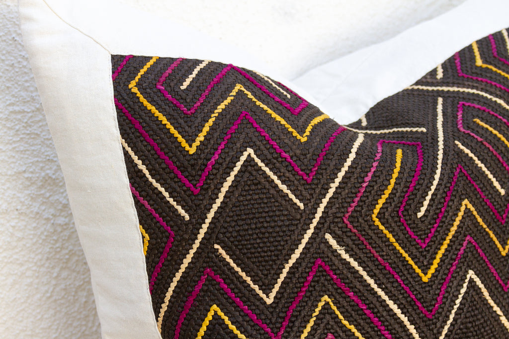 Ancestral Maze, Pair of Large African Kuba Cloth Pillows