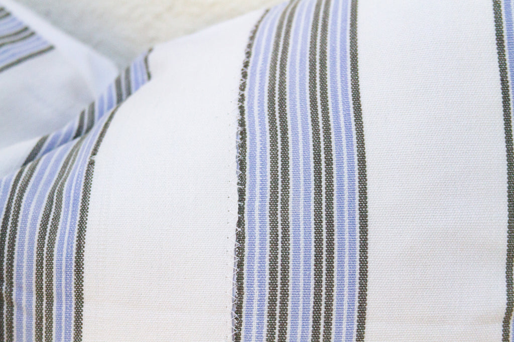 Vintage French Farmhouse Stripe Lumbar Pillows, A Pair