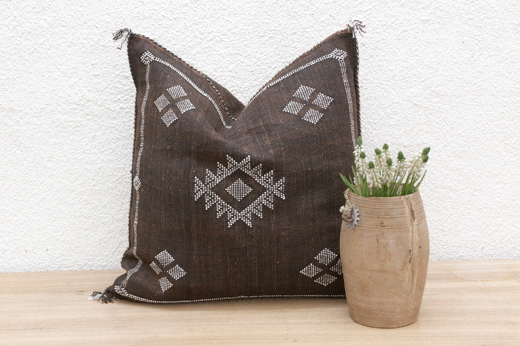 Moorish Charcoal Large Silk Rug Pillow