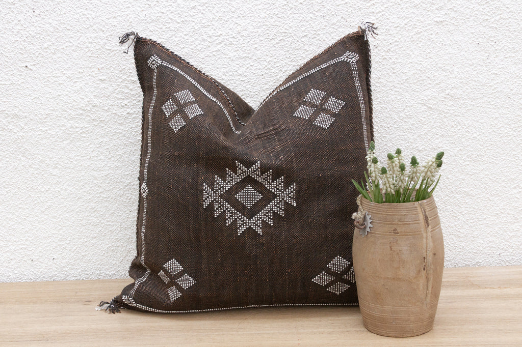 Moorish Charcoal Large Silk Rug Pillow