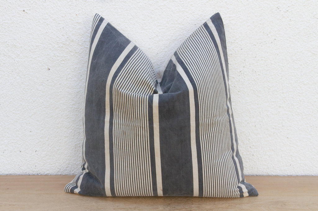 Charcoal & White European Grain Sack Pillow