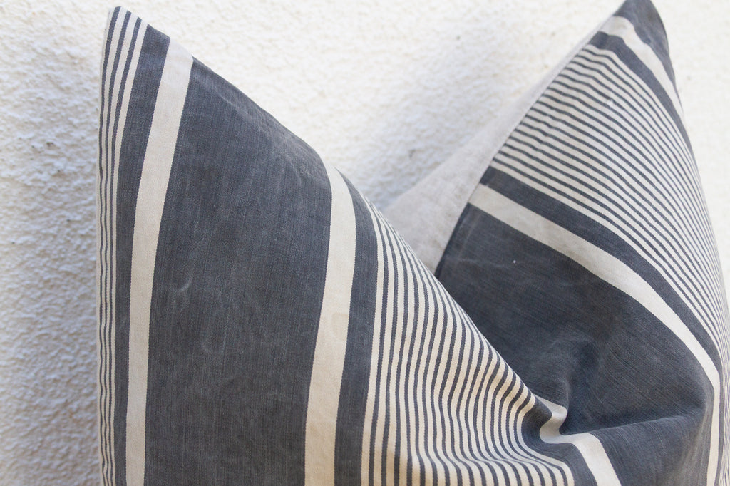 Charcoal & White European Grain Sack Pillow