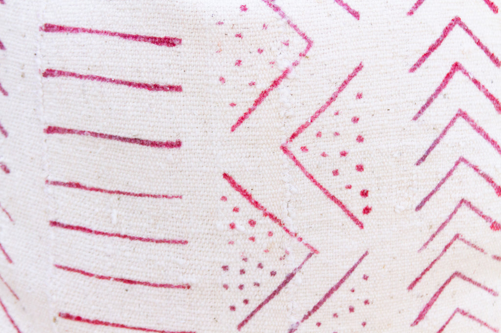 Crimson & White African Tribal Mudcloth Pillow
