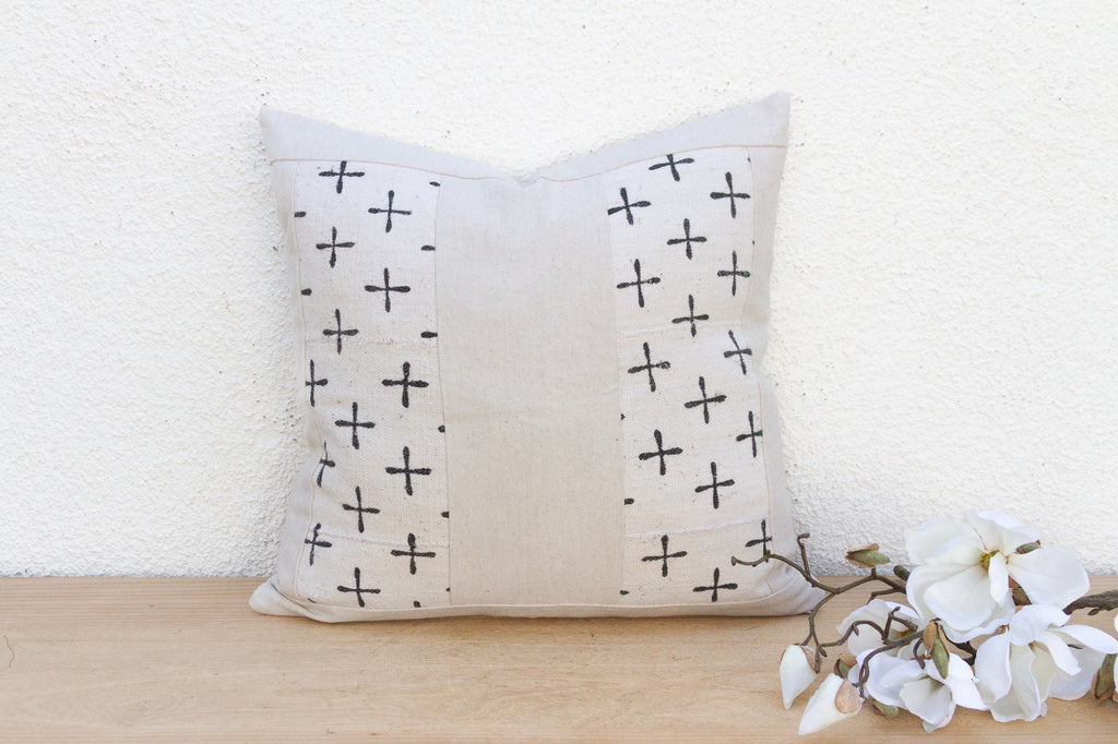 African Tribal Minimalist Mudcloth Throw Pillow