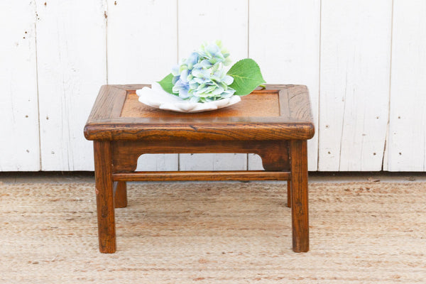 Small Antique Provincial Wood Rattan Tea Table