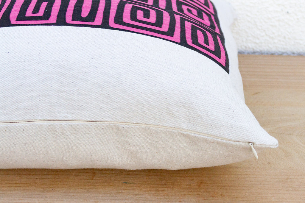 Pink & Black Mola, Vintage Kuna Applique Tribal Pillow