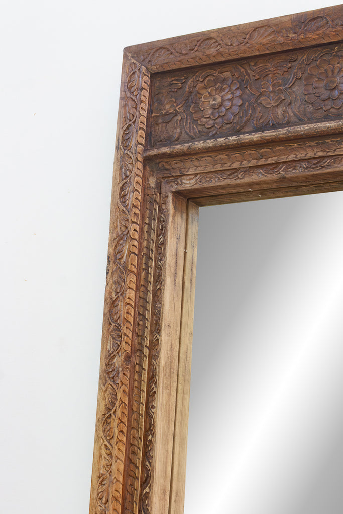 Open Lotus Monumental Antique Floor Mirror