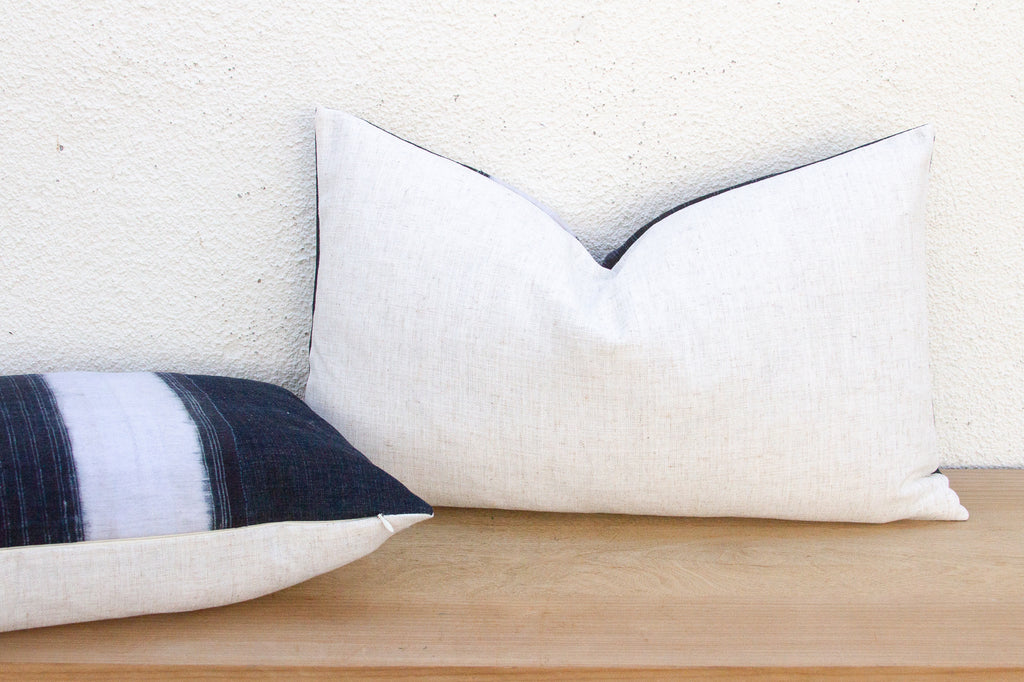 Indigo & White Vintage Hmong Lumbar Pillows, Pair