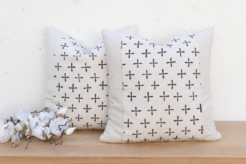 Pair of Earthen African Mudcloth Throw Pillows