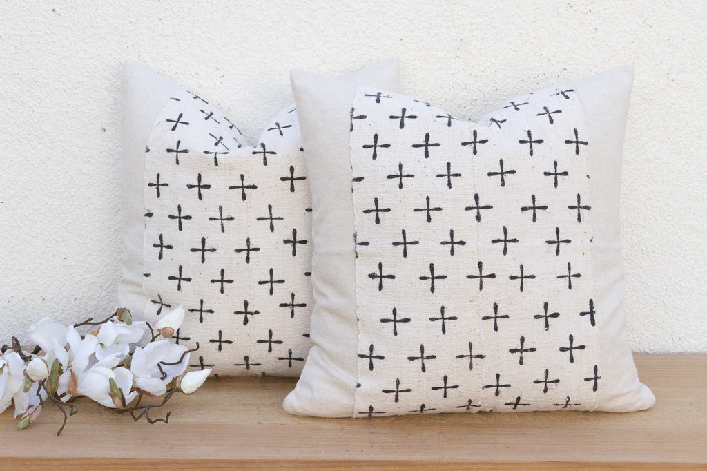 Pair of Earthen African Mudcloth Throw Pillows