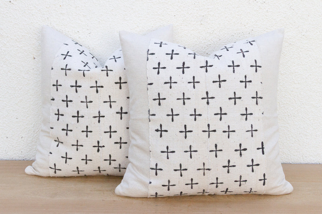 Pair of Earthen African Mudcloth Throw Pillows