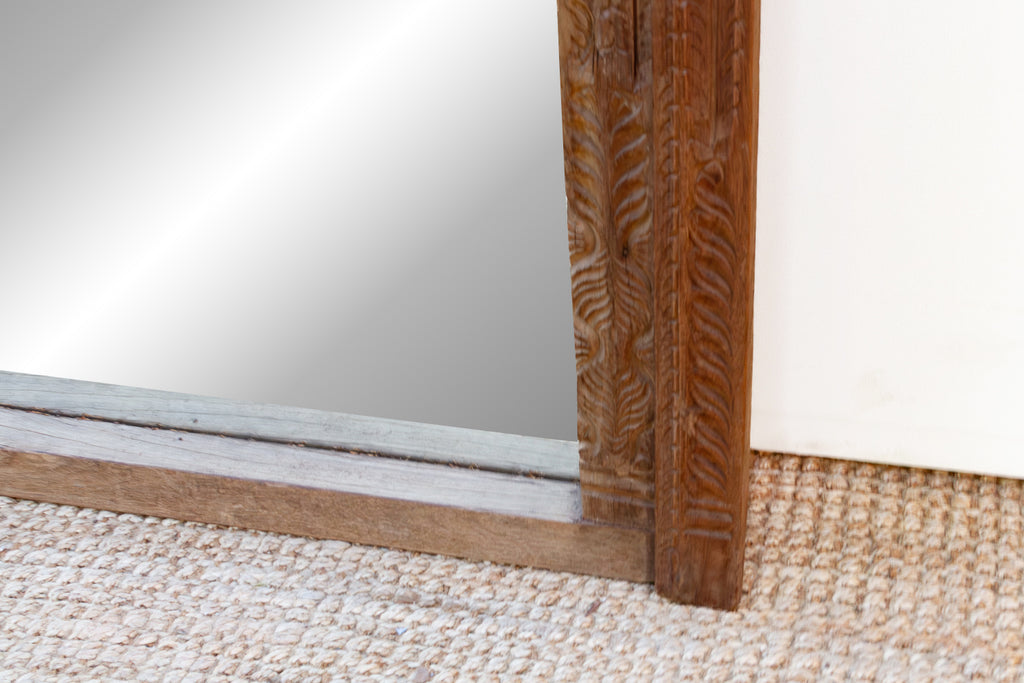 Antique Diamond Rosette Carved Floor Mirror (Trade)