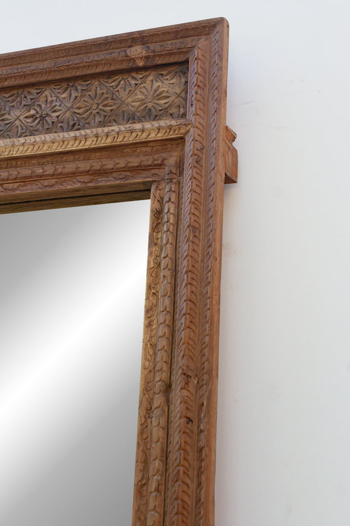 Antique Diamond Rosette Carved Floor Mirror (Trade)