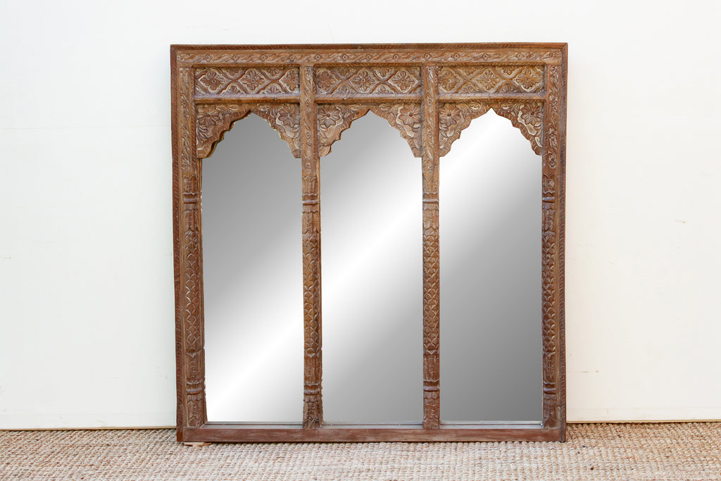 Finely Carved Square Triple Arched Mirror (Trade)