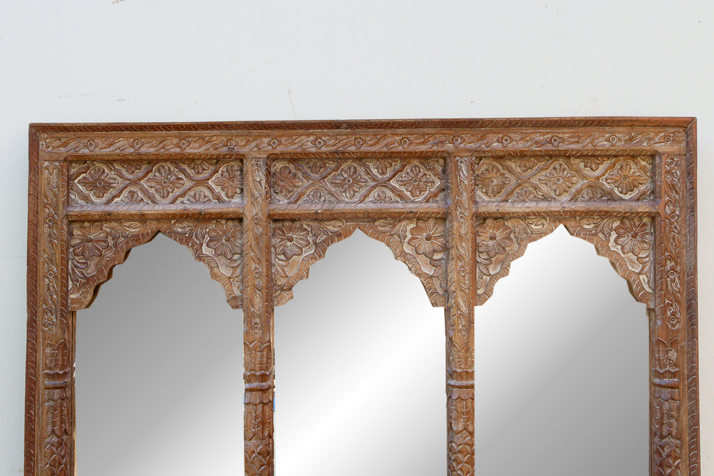 Finely Carved Square Triple Arched Mirror (Trade)