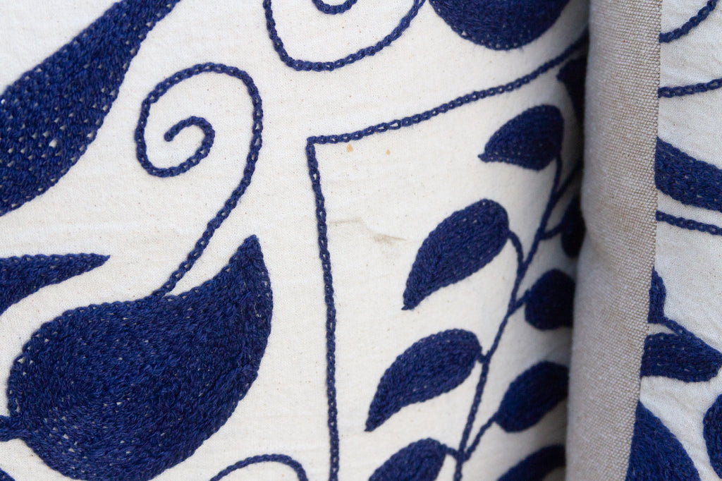 Silk Road Blue & White Suzani Pillow, A Pair