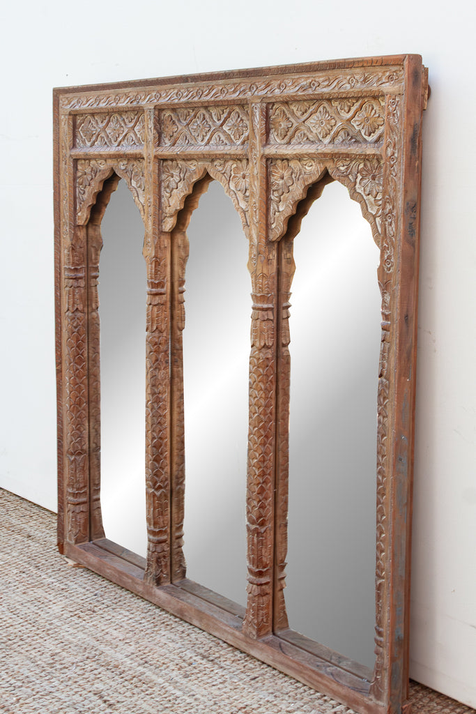 Finely Carved Square Triple Arched Mirror (Trade)