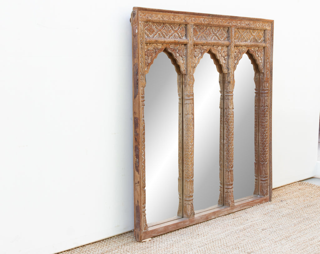 Finely Carved Square Triple Arched Mirror (Trade)