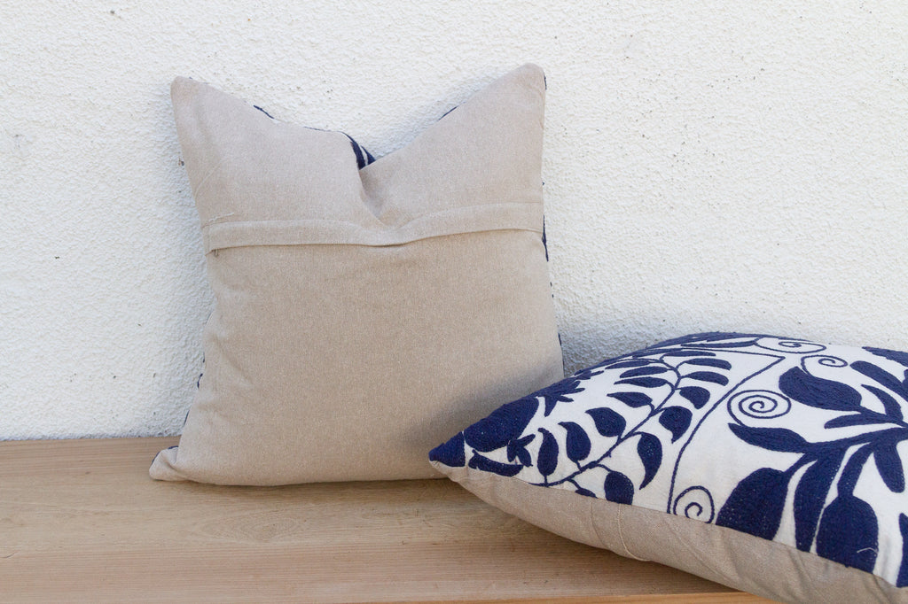 Silk Road Blue & White Suzani Pillow, A Pair