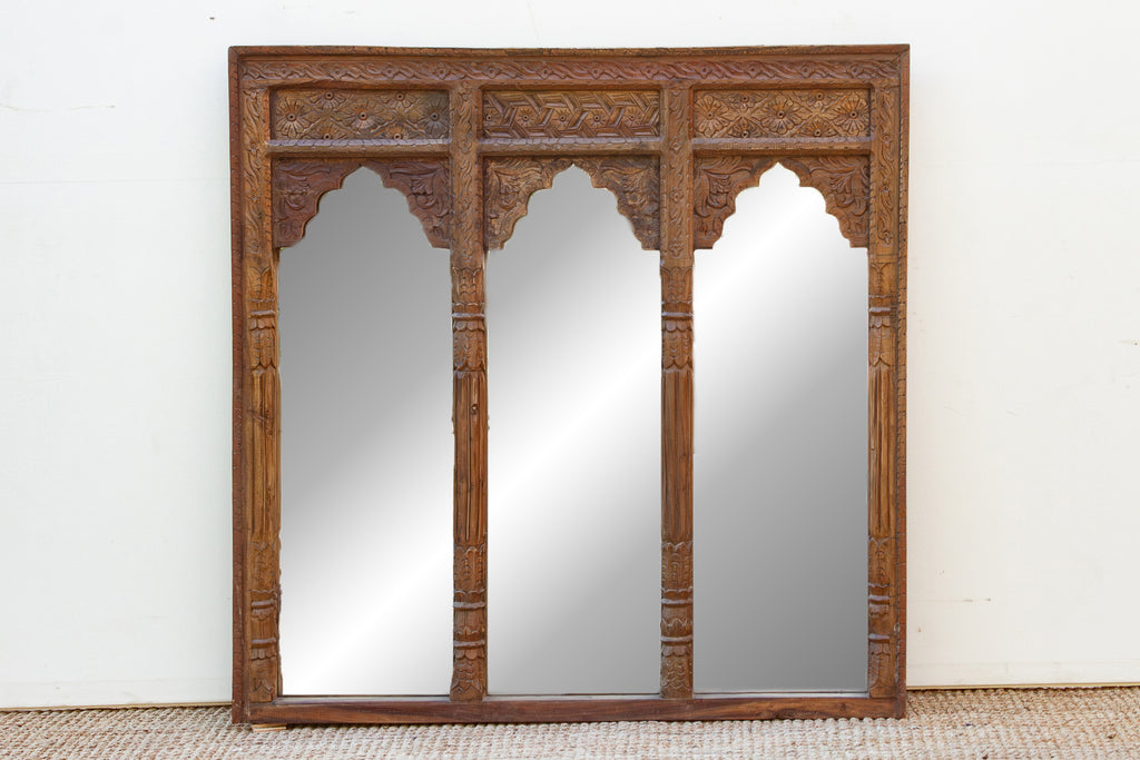Vintage Mandala Arched Carved Wall Mirror