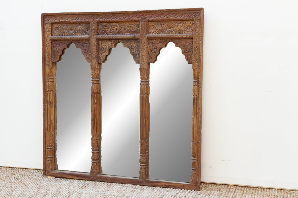 Vintage Mandala Arched Carved Wall Mirror