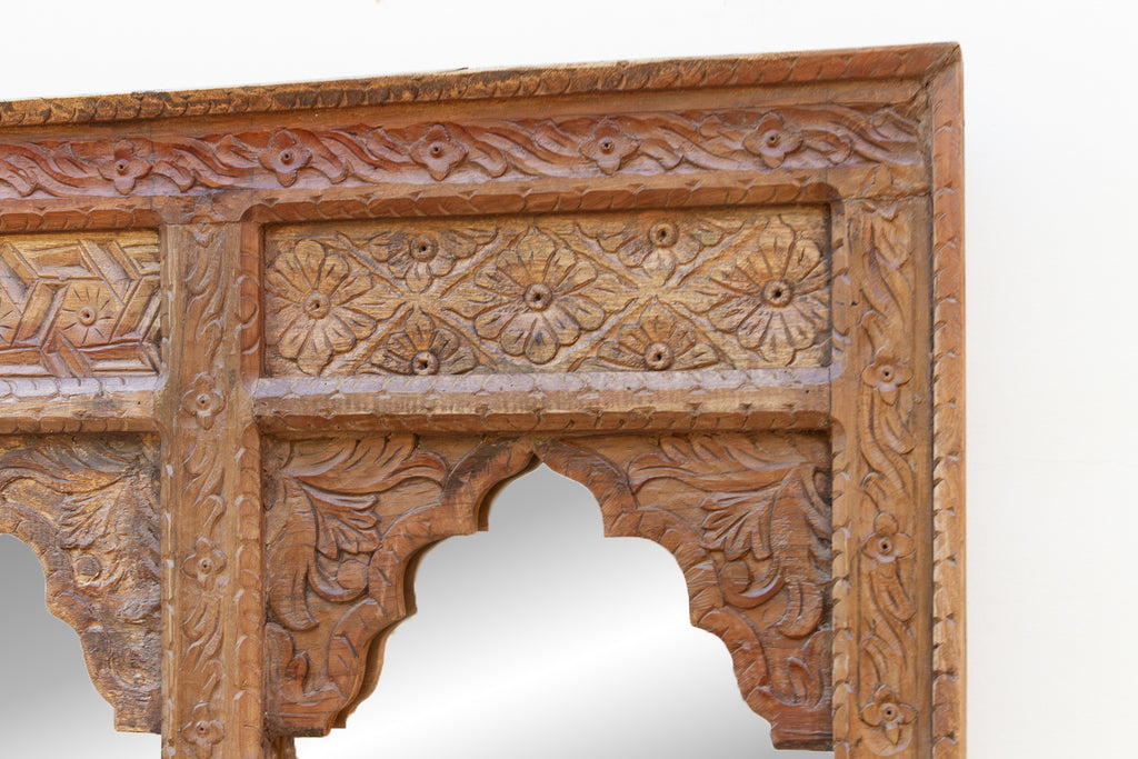 Vintage Mandala Arched Carved Wall Mirror