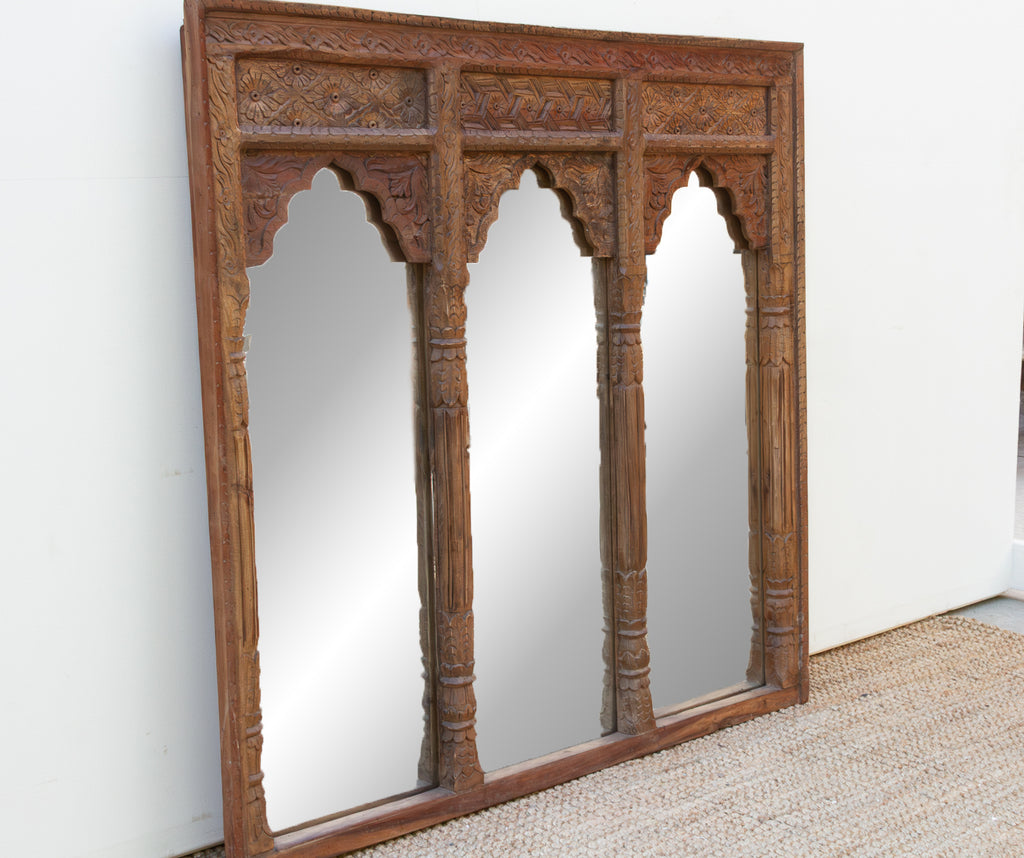 Vintage Mandala Arched Carved Wall Mirror