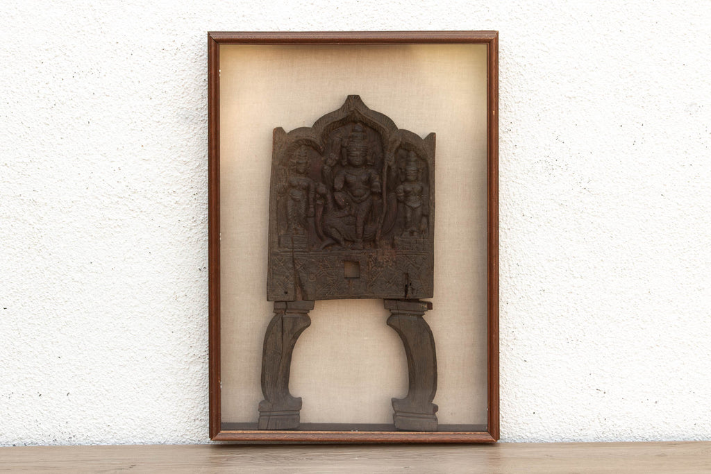 Sacred Wall Art, Framed Antique Chariot Carving (Trade)
