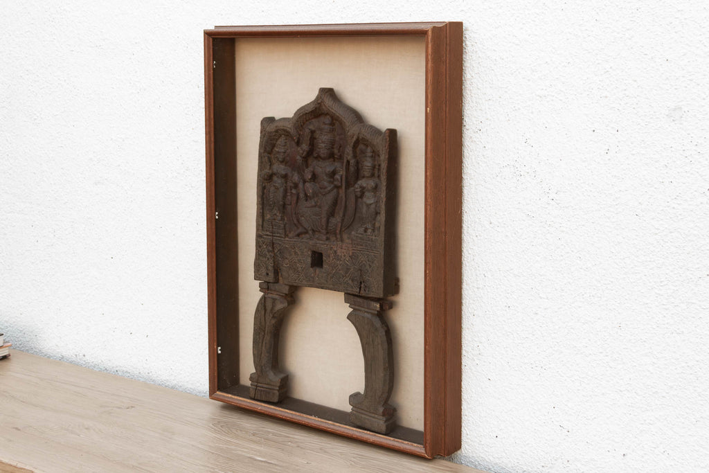 Sacred Wall Art, Framed Antique Chariot Carving (Trade)