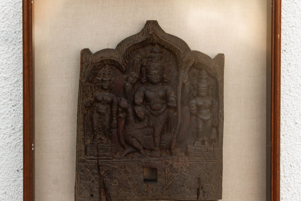 Sacred Wall Art, Framed Antique Chariot Carving (Trade)