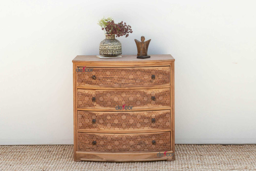 teak brown dresser Linea 49" Natural Wood 3-Drawer century design of the Spencer 3 Drawer Dresser with Changing Top by Delta Children anchors nurseries or kids bedrooms with timeless style Bow Front Finely Carved Teak