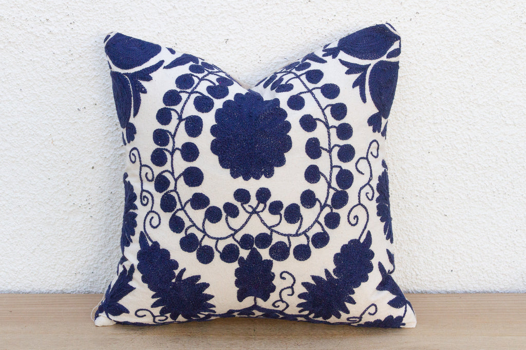 Bukhara Bloom Floral Suzani Throw Pillow