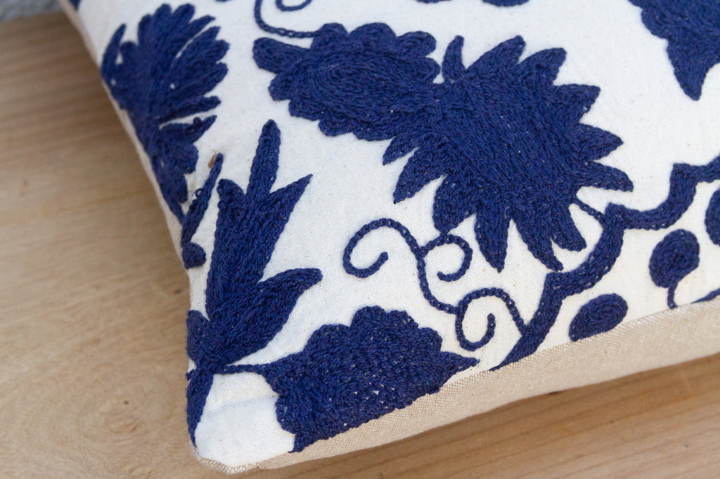 Bukhara Bloom Floral Suzani Throw Pillow