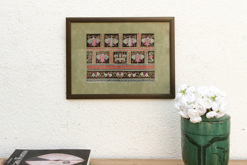 Framed Vintage Sequin Embroidery Wall Art