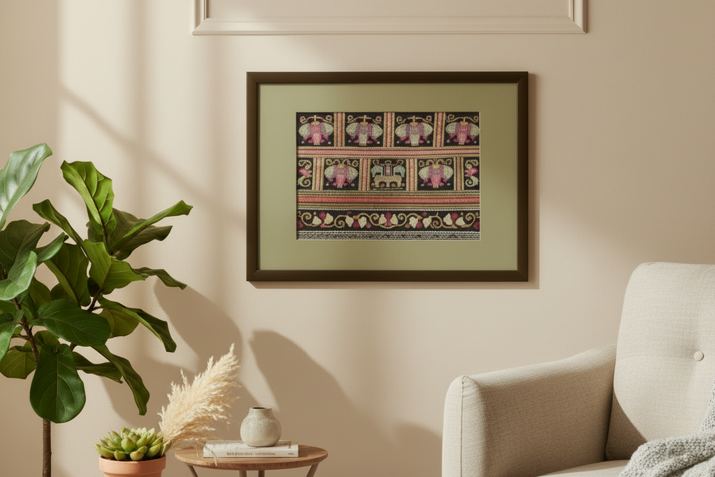 Framed Vintage Sequin Embroidery Wall Art