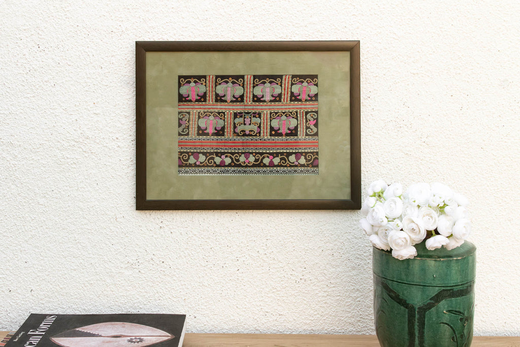 Framed Vintage Sequin Embroidery Wall Art