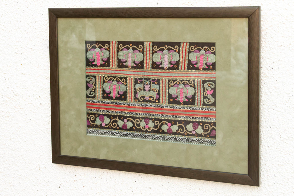 Framed Vintage Sequin Embroidery Wall Art