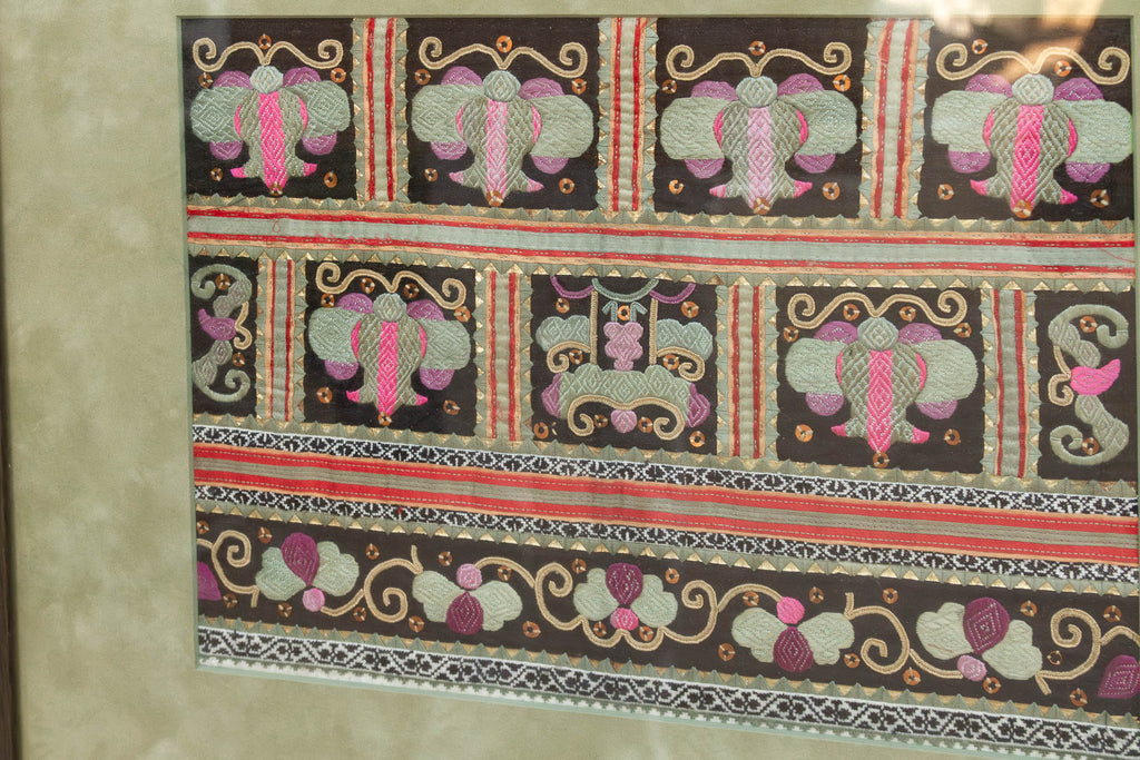 Framed Vintage Sequin Embroidery Wall Art