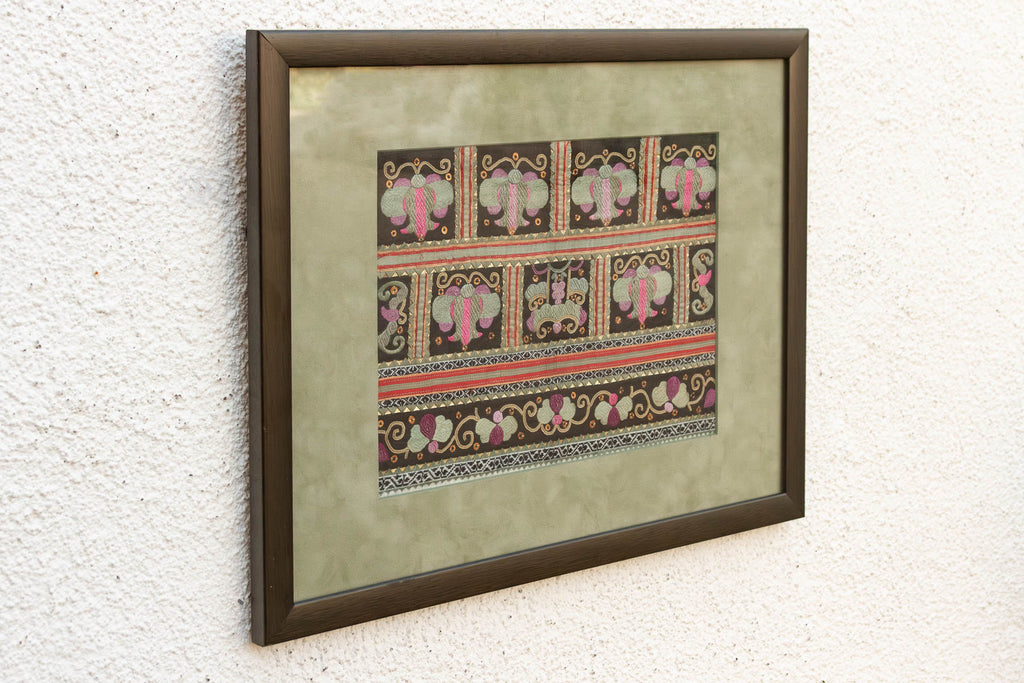 Framed Vintage Sequin Embroidery Wall Art