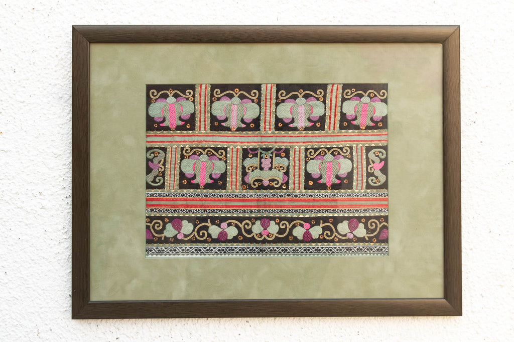 Framed Vintage Sequin Embroidery Wall Art