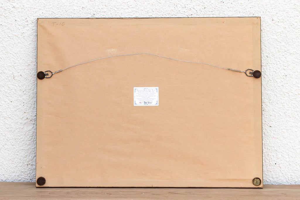 Framed Vintage Diamond Trellis Embroidery