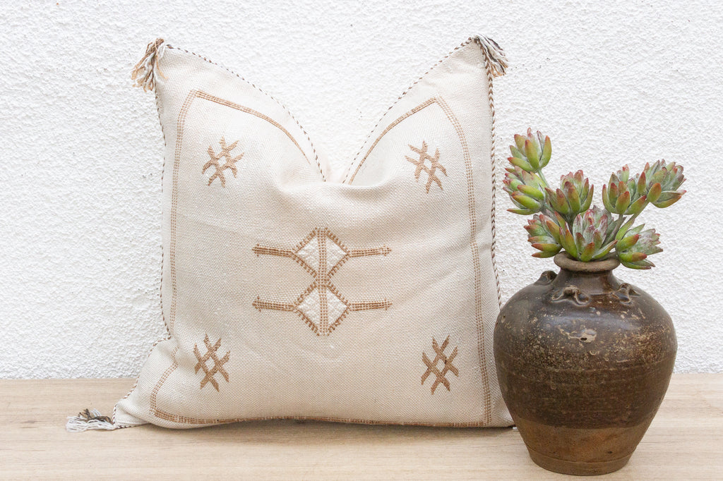 White Kasbah Silk Rug Pillow